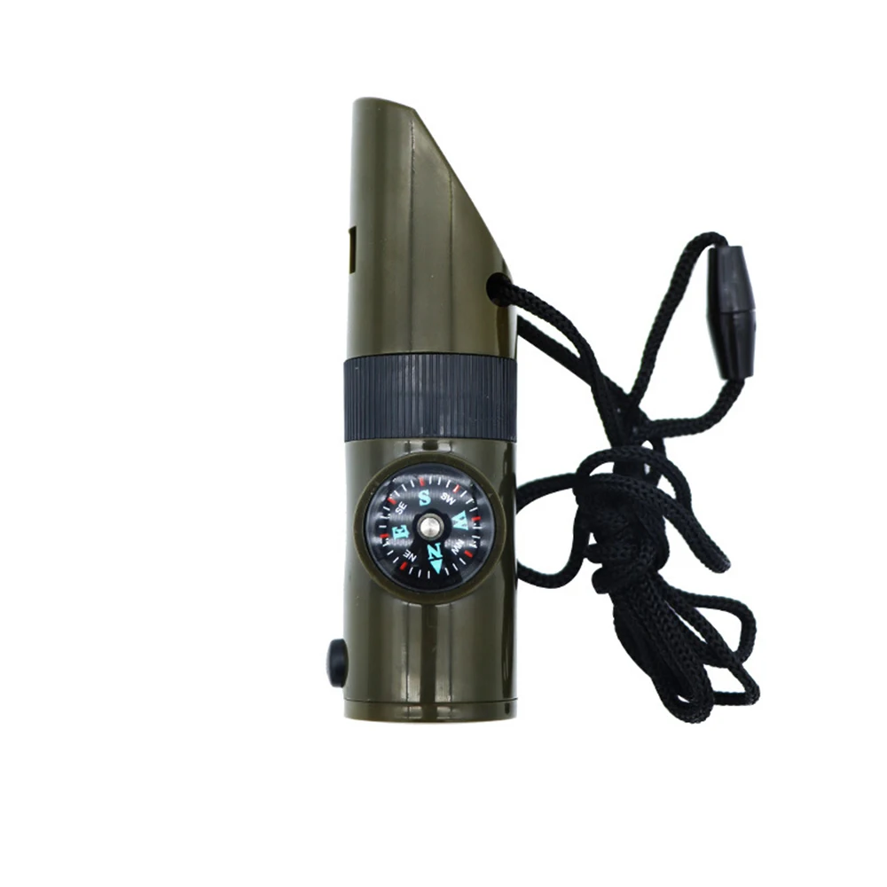 Multifunctional Whistle Outdoor Survival Whistle Lifeguard Whistle with Led Light Thermometer Compass 7-in-1 Outdoor Tools