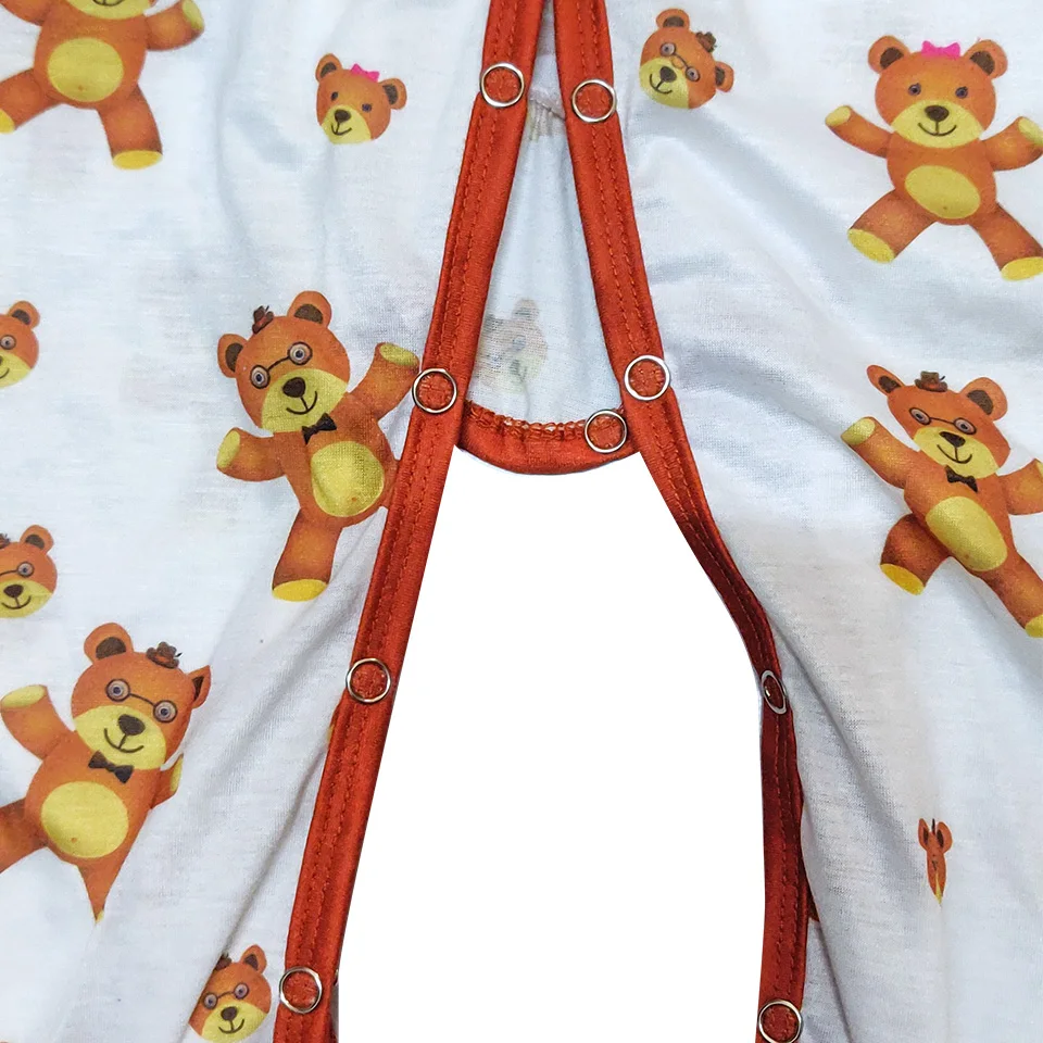 Bear printed bodysuit with foot / adult onesie with foot/adult baby romper/abdlover/ddlg clothes/printed adult bodysuit