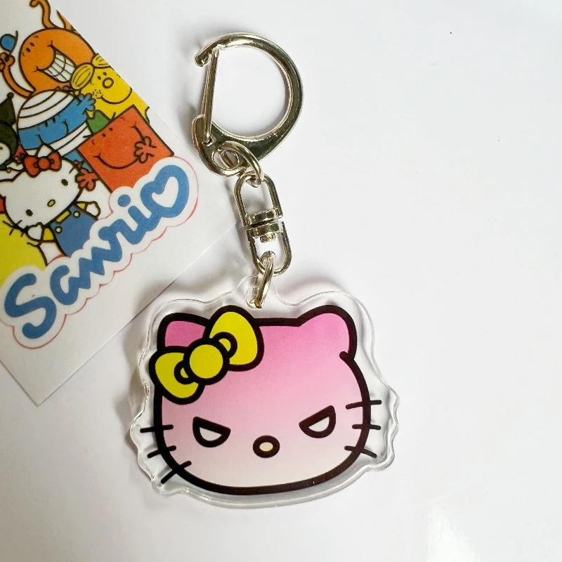 Sanrio Hello Kitty Chaveiro, Ação Figuras Anime, Kuromi Desenhos Animados de acrílico pequeno pingente, Acessórios Schoolbag, Dia das Bruxas