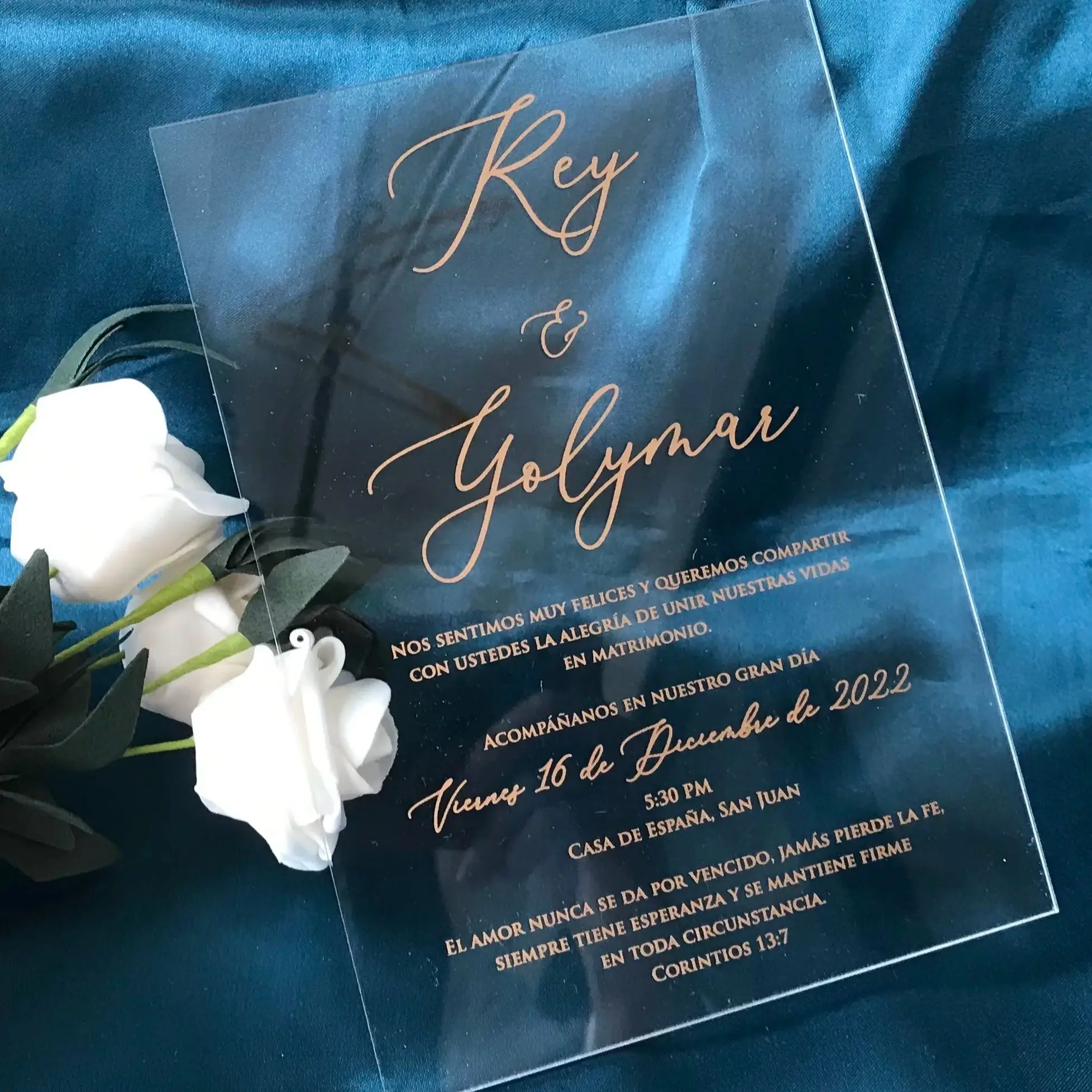 

30pcs Custom Foiled Rose Gold Transparent Acrylic Wedding Invitation,Acrylic Bright Invitation,Personalized Invitation,Decor