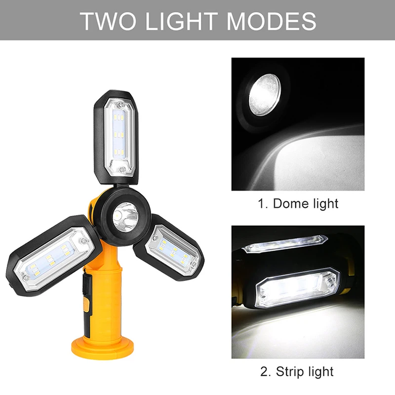 Foldable SMD LED Work light Powrful LED Flashlight Camping Hiking Emergency Multifunction Rechargeable Deformable Lighting