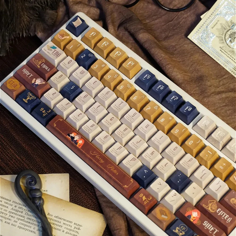 Imagem -05 - Keycaps Personalizados para Teclado Mecânico Filme Vintage Cherry Xoa Sublimação Térmica Café Bonito Colorido 142 Chaves