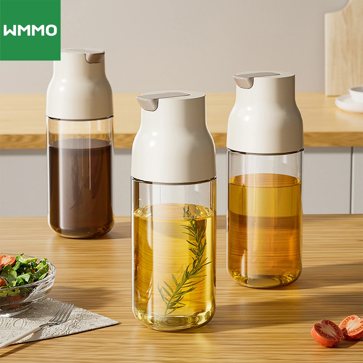 

WMMO 500ml Olive Oil Dispenser Bottle Auto Flip Vinegar Dispenser Leakproof Soy Sauce Dispenser Glass Cruet Non-Drip for Salad