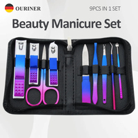 9/18 Pcs Manicure Set Stainless Steel Nail Care Tools Professional Nail Clippers Kit with Leather Travel Case