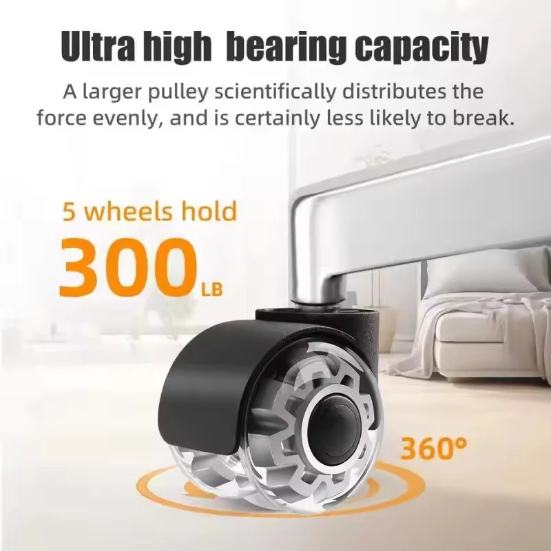 5 Pcs 2Inch Gray Office Chair Caster Wheels, M10 Stem Heavy Duty PU Rubber Quiet Smooth Rolling