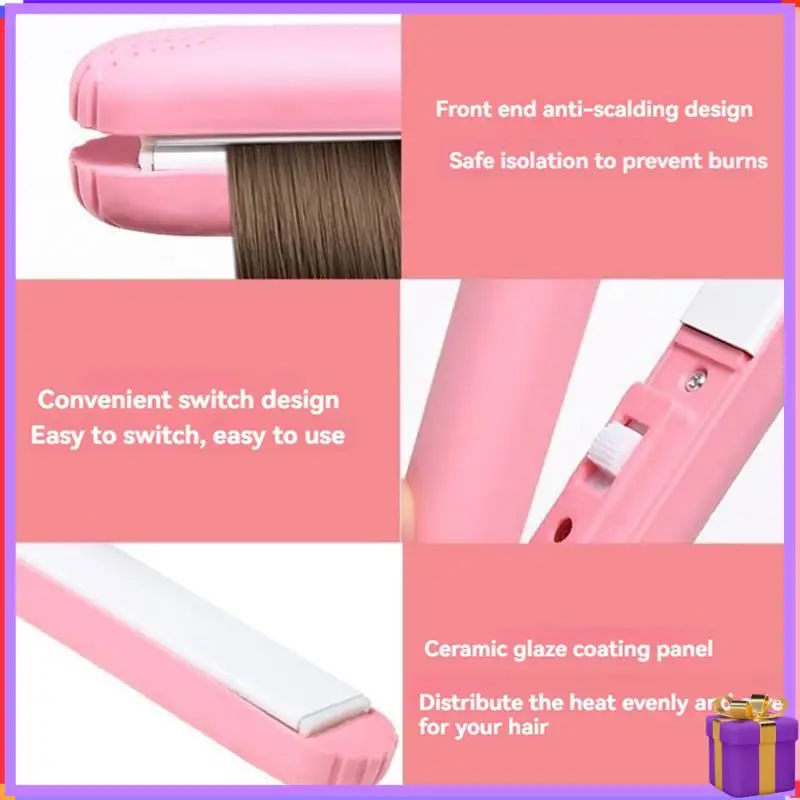 Pelurus Rambut 2-In-1 Canggih & Pengeriting Rambut Mini Desain Pengeriting Rambut untuk Rambut Pendek Mini Tujuan Ganda Alat Pengeriting Rambut Steker AS