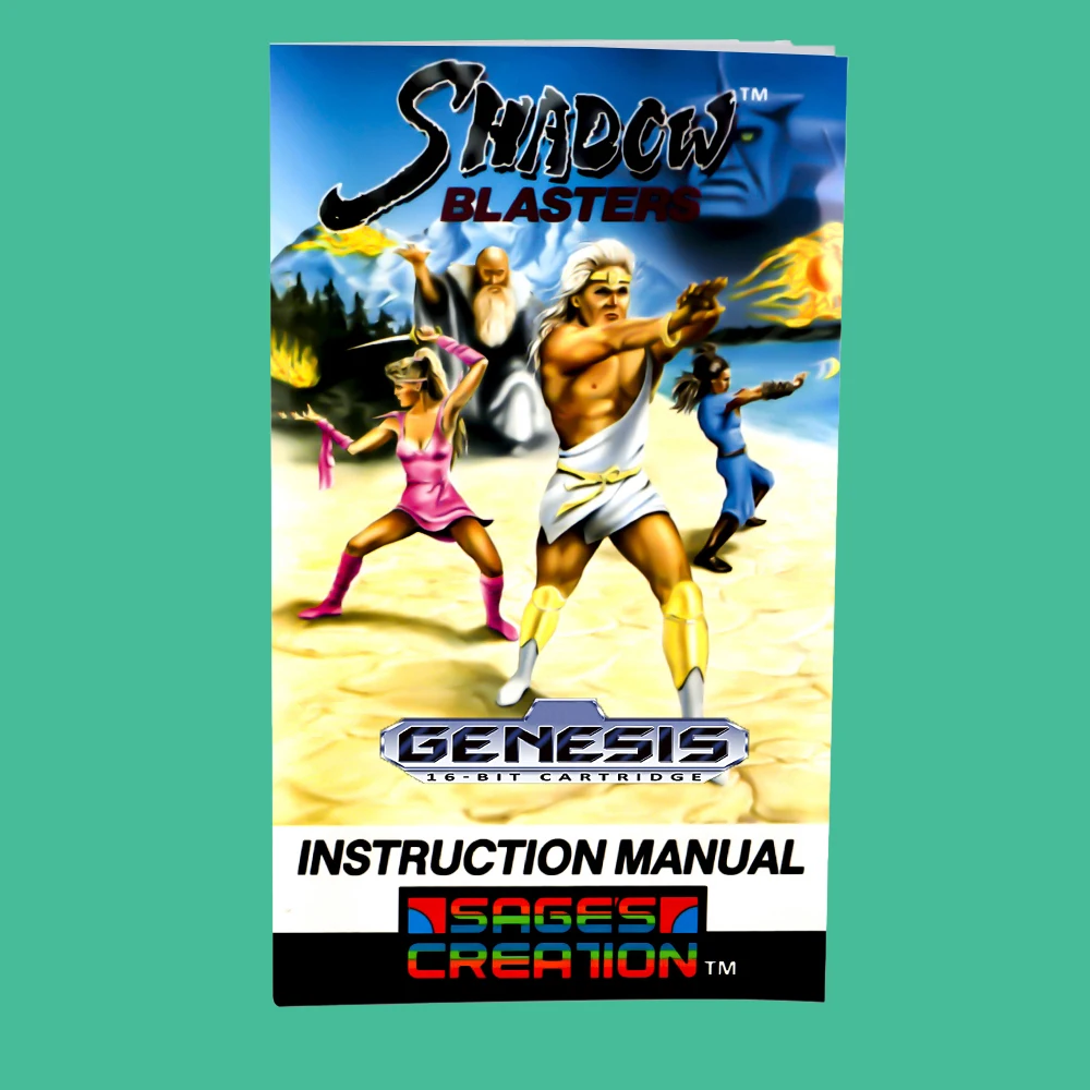 Shadow Blasters USA  Manual for SEGA Mega Drive Genesis 16 bit Consoles Game Cartridge Manual