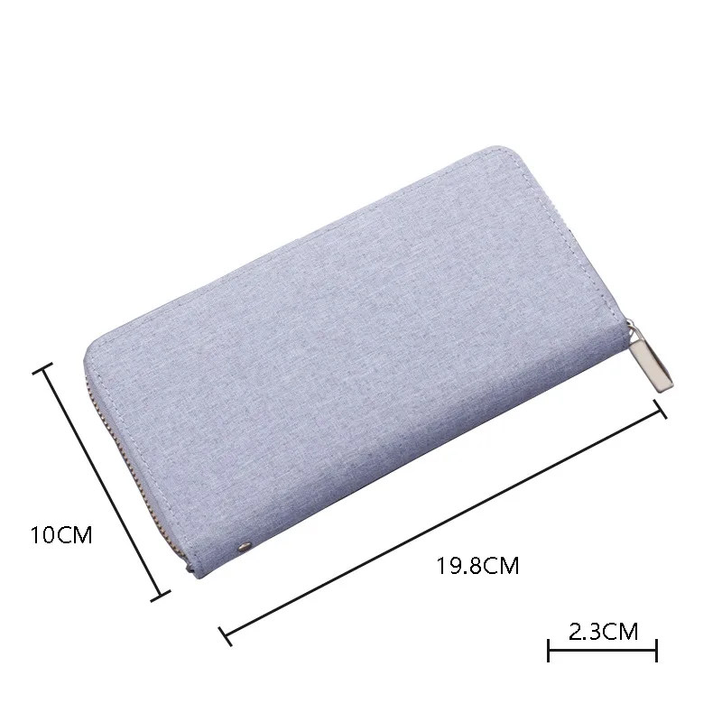 Canvas Carrying Zipper Clutch Bag For Men Mobile Phone Holder Simple Multi Card Handbag With Hand Rope Oxford Cloth Long Style