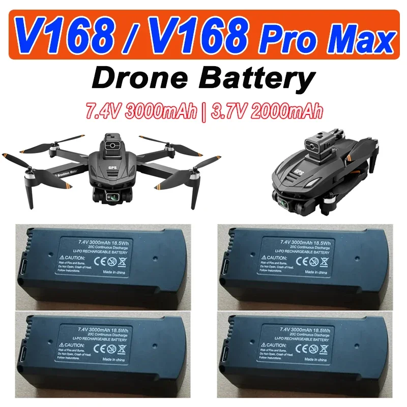 Original V168 Pro Max GPS Drone Battery 7.4V 3000mAh/3.7V 2000mAh V168 RC Quadcopter V168 Spare Battery Dron Parts Accessories