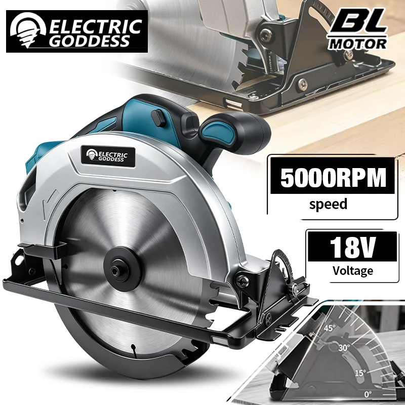 5/7 Inch 5000R/MIN 0-45 Degree Cordless Circular Saw Professional Woodworking Saw Brushless Motor For Makita 18V Battery Pin