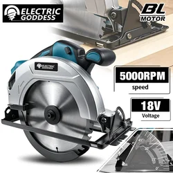 5/7 Inch 5000R/MIN 0-45 Degree Cordless Circular Saw Professional Woodworking Saw Brushless Motor For Makita 18V Battery Pin
