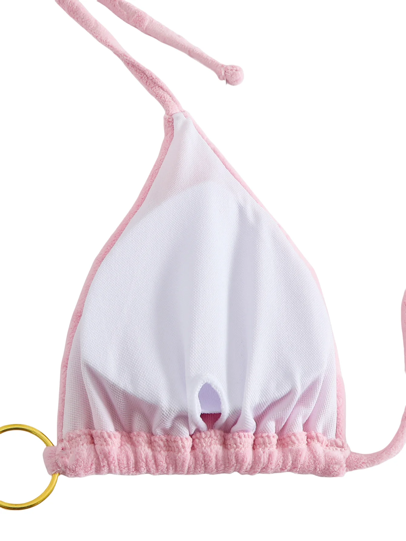 Nuevo Conjunto de Bikini rosa con parte superior triangular Floral, parte inferior con lazo lateral, traje de baño de dos piezas para mujer, Bikini Sexy con cuello Halter, traje de baño para playa para mujer