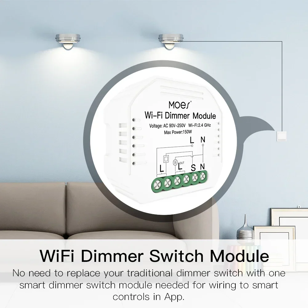 Умный модуль переключателя MOES ZigBee с Wi-Fi, диммер для занавесок, дистанционное управление с помощью приложения Smart Life, Alexa Google Home,