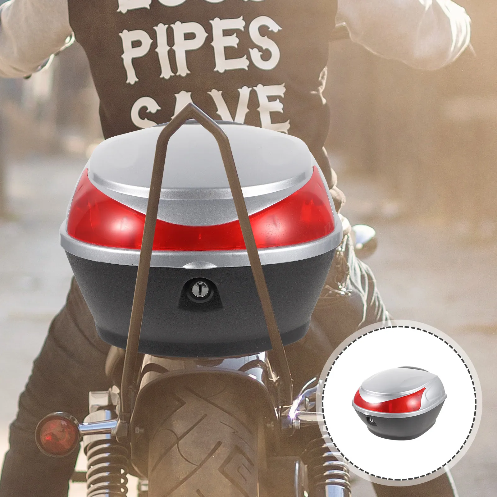 

Motorcycle Top Box Spacious Scratch Resistant Motorbike Rear Storage Case Scooter Trunk Travel Lockable Luggage Carrier