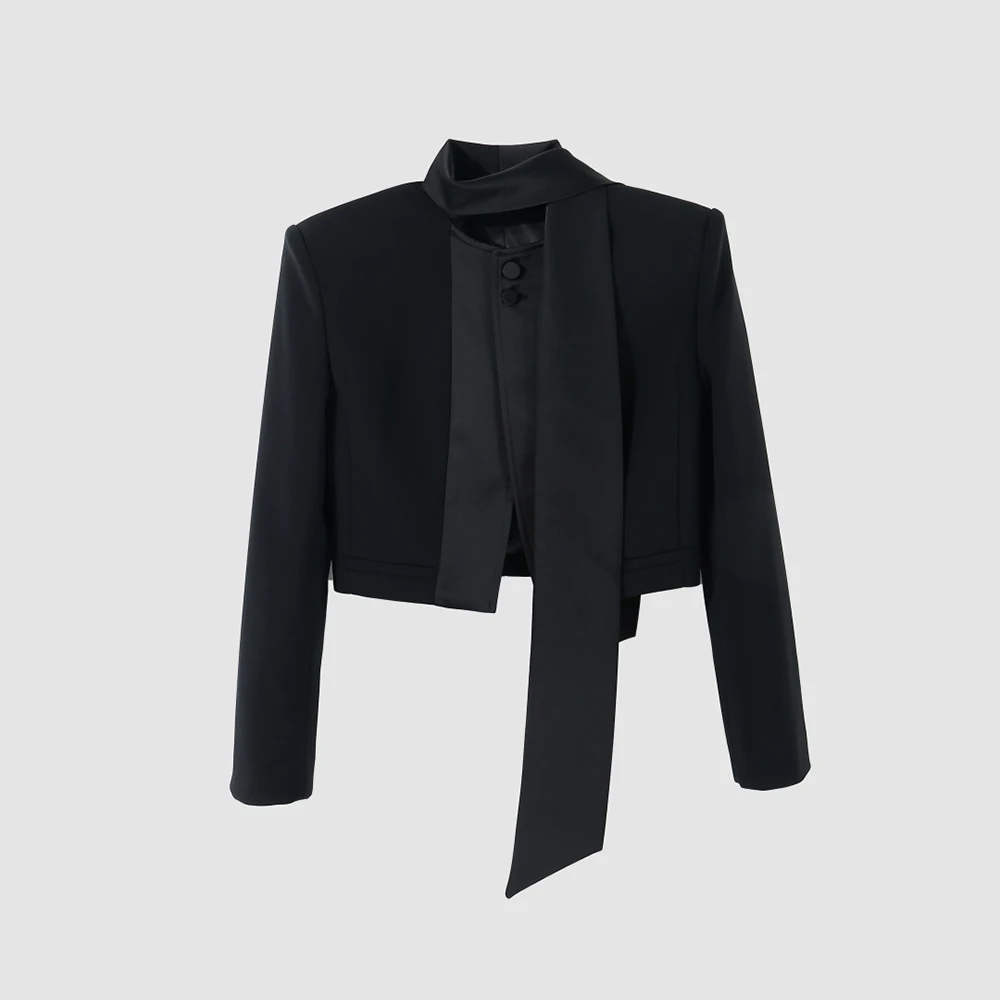

Asymmetric Ribbon Decoration Women's Jacket Y2k Simple Temperament Elegant Commuting Jacket Top New Autumn 2025