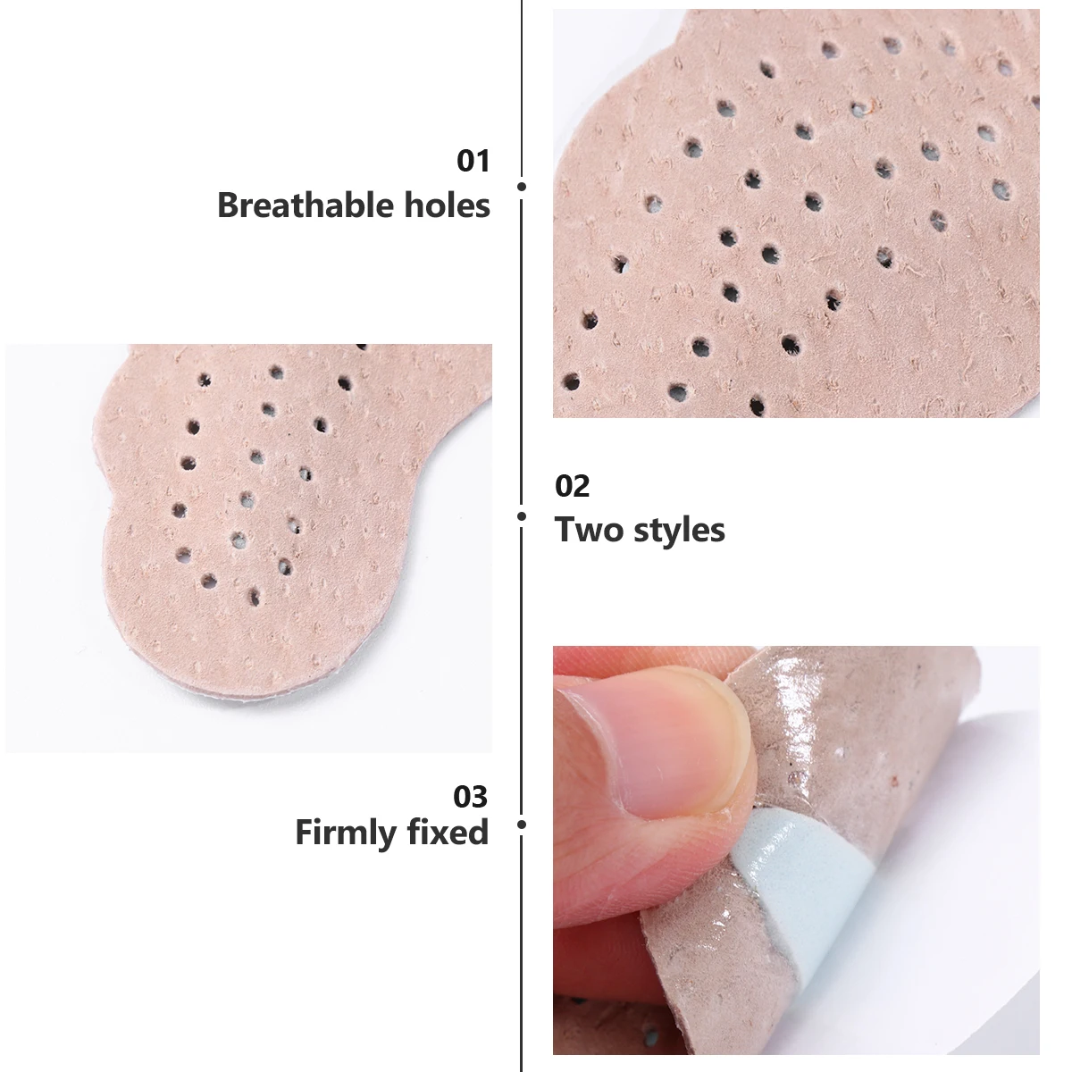 

2 Pairs Pig -foot Pad Breathable Sweat-absorbing Half Insole Women Shoes Dry Feet Shape Design Foot Care