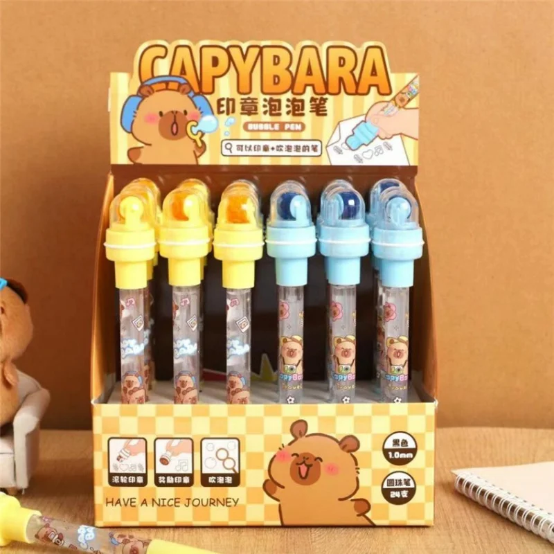 

12/24pcs Kawaii Capybara Seal Bubbles Gel Pen Cute 0.5mm Black Ink Neutral Pens Promotional Gift Office School Supplies