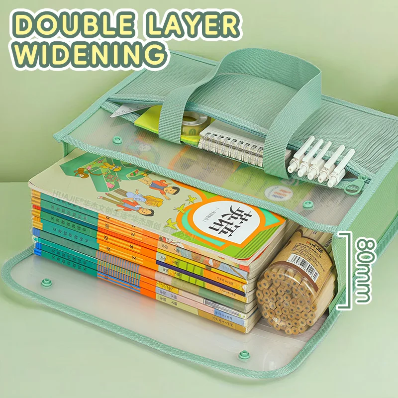 حقيبة مستندات مقاومة للماء من HUAJIE، مجلد ملفات بغلاف صلب من البولي بروبيلين بطبقة مزدوجة ذات سعة كبيرة مع جيب بسحاب للاستخدام المكتبي والمدرسة