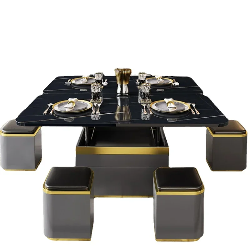 

Coffee Table Tea Household Multi-Functional Dual-Use Dining Living Room Lifting and Foldable Dining Desk