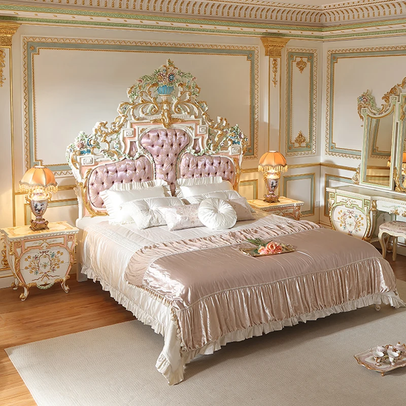 

Italy France Russia Family Bedroom Furniture Carved White and Colored Design Bedroom Furniture