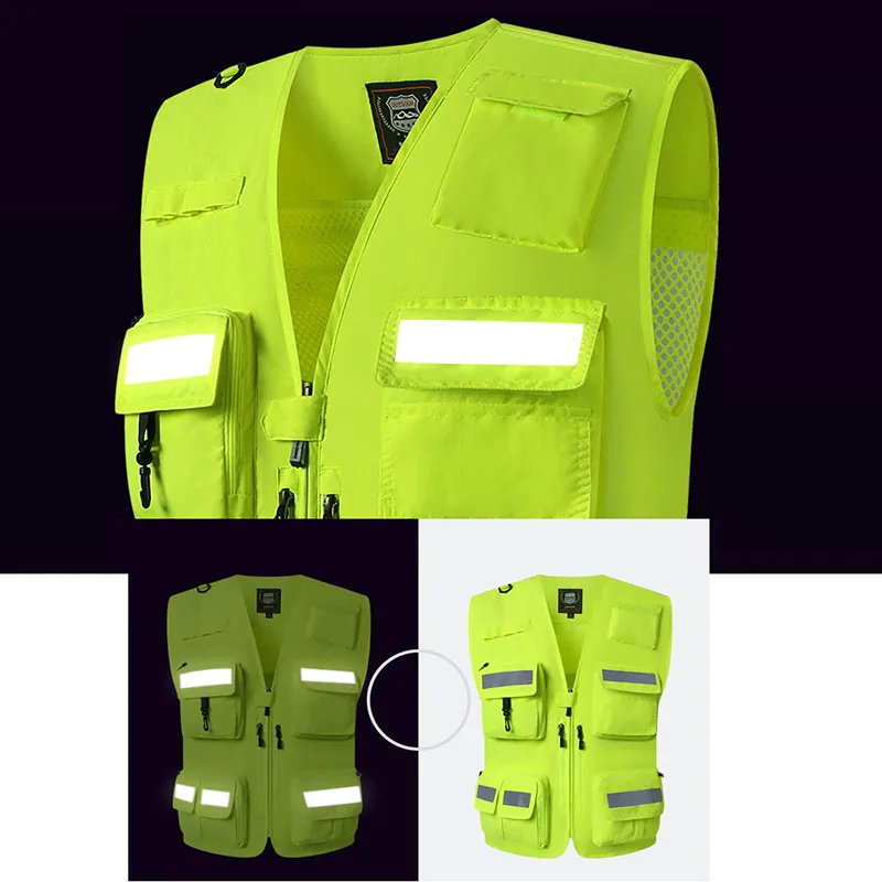 Reflective Safety High Visibility Vest  Working Motorcycle Jacket Fluorescent Signal High-Grade Police Luminous Rider