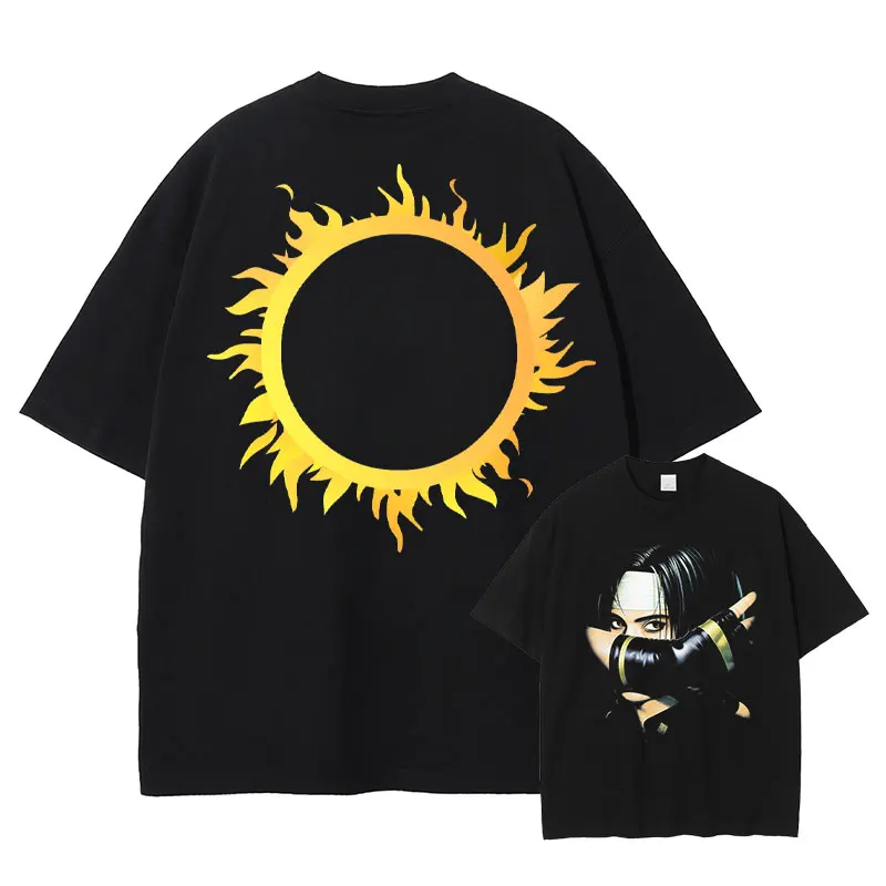 Kyo Kusanagi Tops Tees Vintage Wash Fighting Game SNK DTG Printing Casual Short Sleeve T Shirts Daily Tops 100% Cotton Summer
