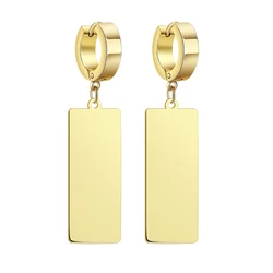 Glossy Rectangle Pendant Earrings Geometric Stainless Steel Earrings for Women Simple Trend Jewelry Party Gift