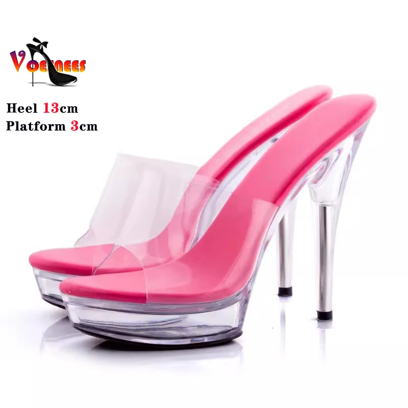 Woman High Heels Slippers 2024 12cm 13CM Crystal Transparent Sexy Model Runway Training High Heels Catwalk Performance Shoes