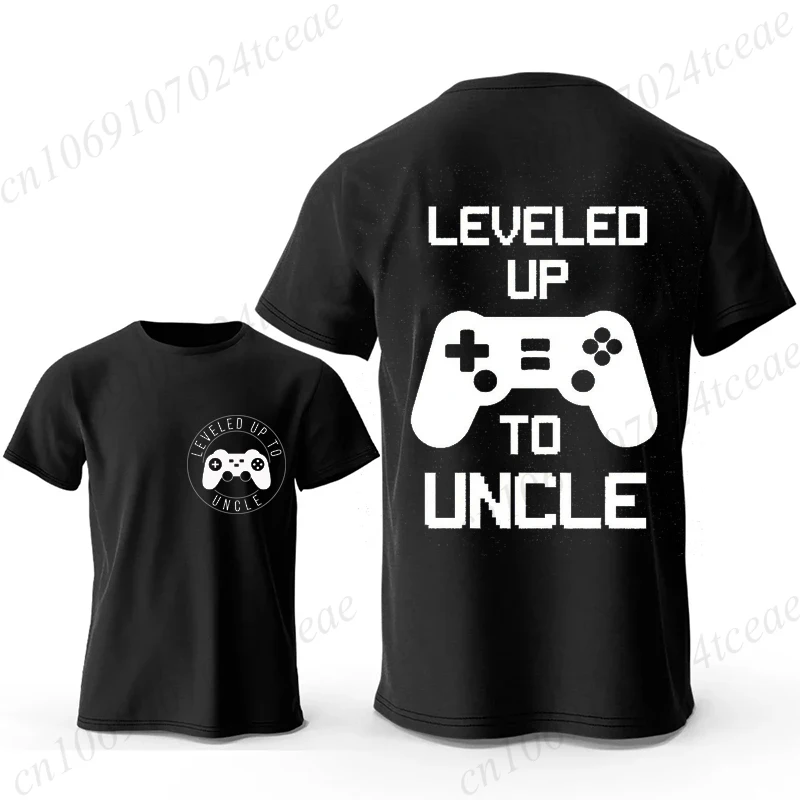 Leveled Up To Onkel Print T-Shirt Herren Kleidung Sommer Videospiel Controller Shirt Herren Kurzarm Casual Best Onkel Ever Shirt