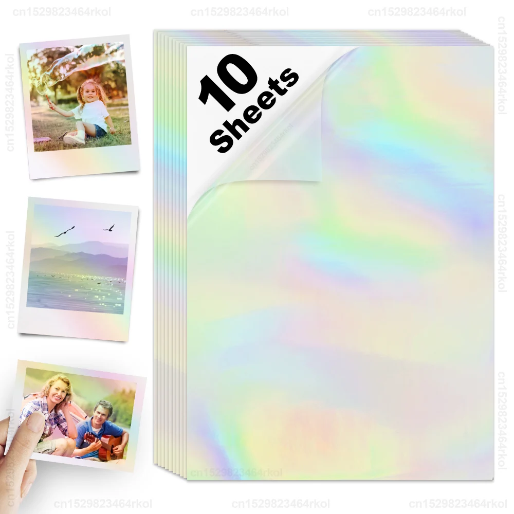 10 Sheets Cold Laminated Film A4 Paper Sticker Transparent Holographic Laminating Film Sheets Waterproof Photo Paper Sticker