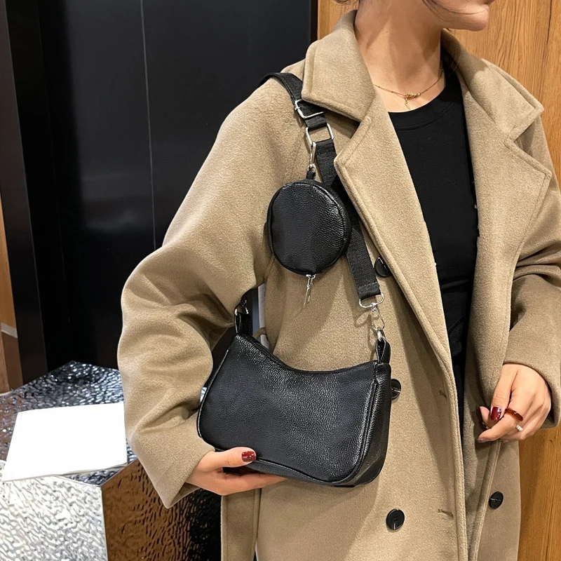 Top Quality Soft PU Leather Half Moon Tote Bags for Women New Fashion Luxury Designer Handbags Female Hobos Shoulder Bag