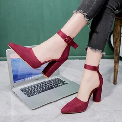 Comem Fashion Ladies High Heels Female Pointed Toe Pumps Women Shoes Woman Ankle Strap Pumps 2023 Summer Sandals Zapatos Mujer