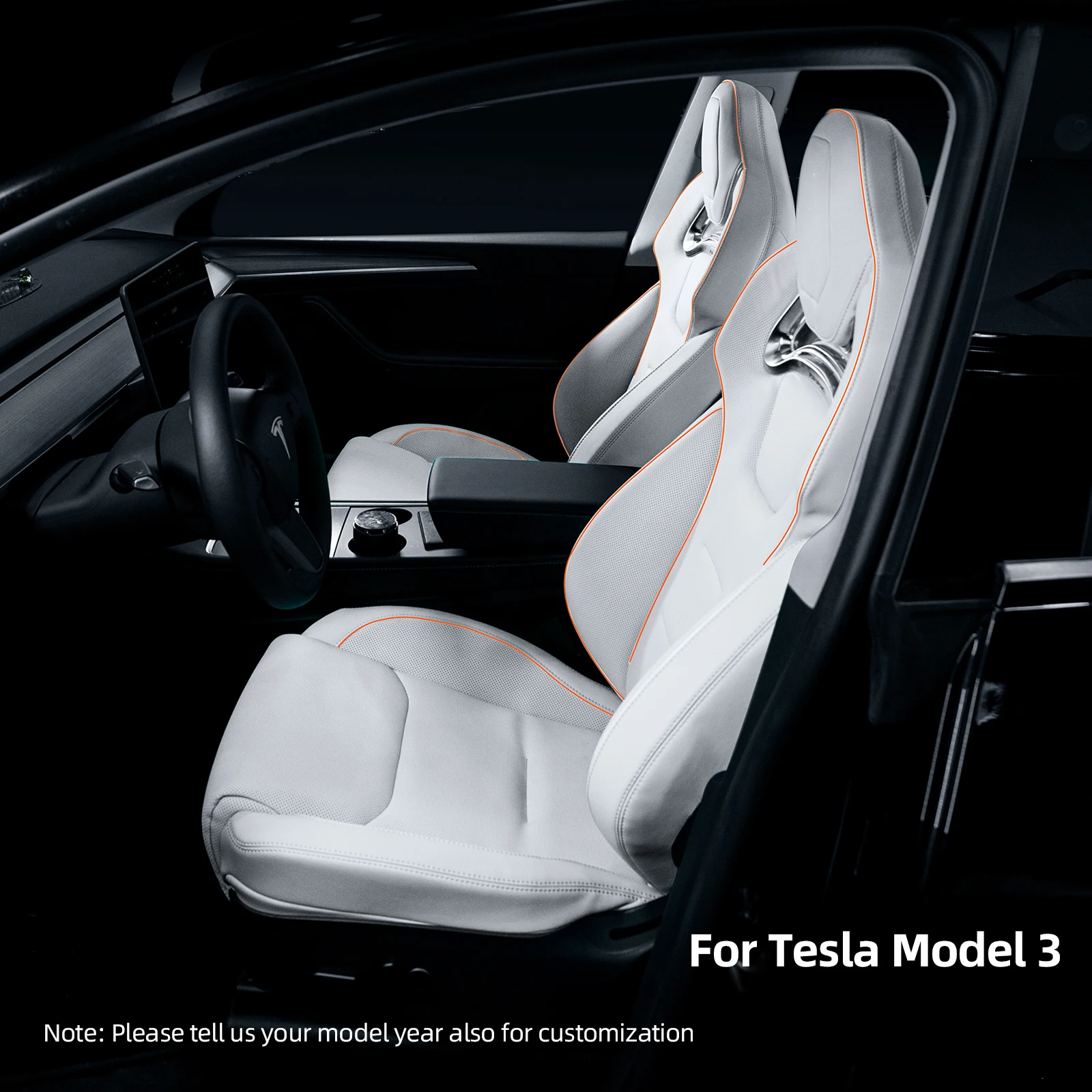 Alfanxi Seat Covers Microfiber Leather Covers for Model 3 Seats Modification Compatible with 2019-2024 Tesla Model 3