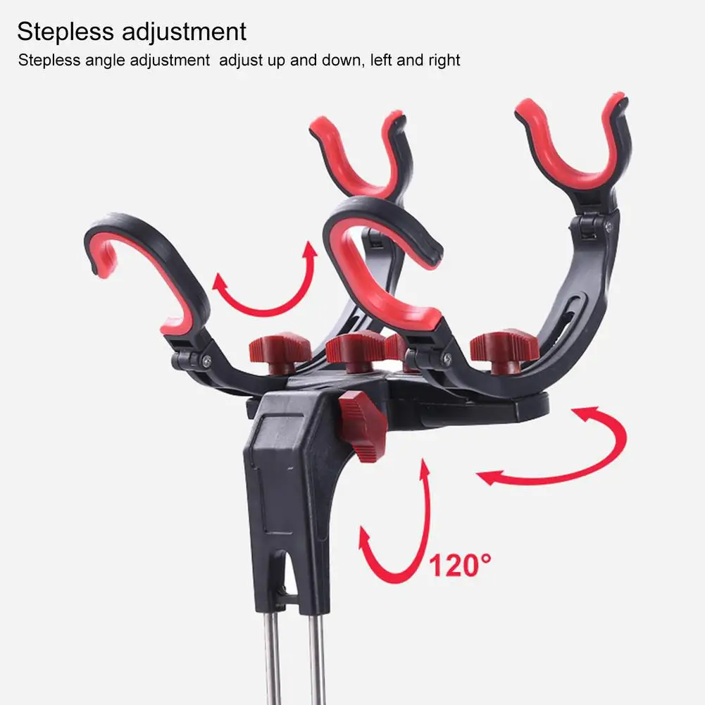 Portable Fishing Rod Bracket Holder 360 Degree Adjustable Hold 2 Rods/Poles Foldable Detachable Bank Fishing Rod Rack Stand