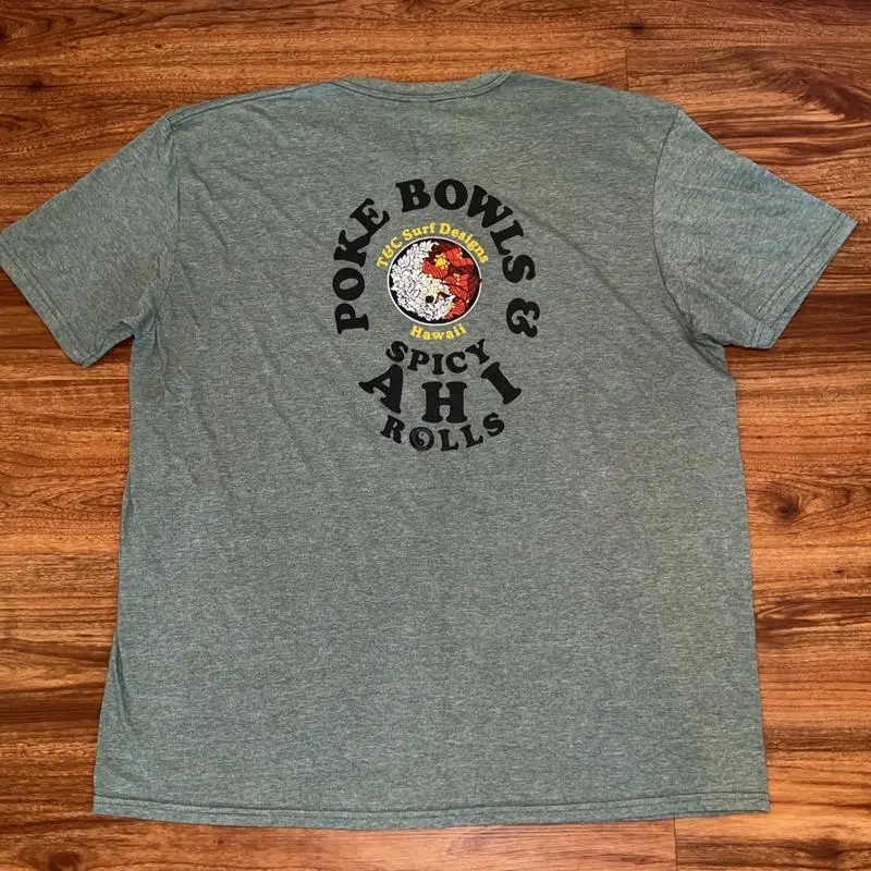 Camiseta C con diseños de Surf de ciudad y país para hombre, 2Xl, surf picante, Ahi Poke Bowl