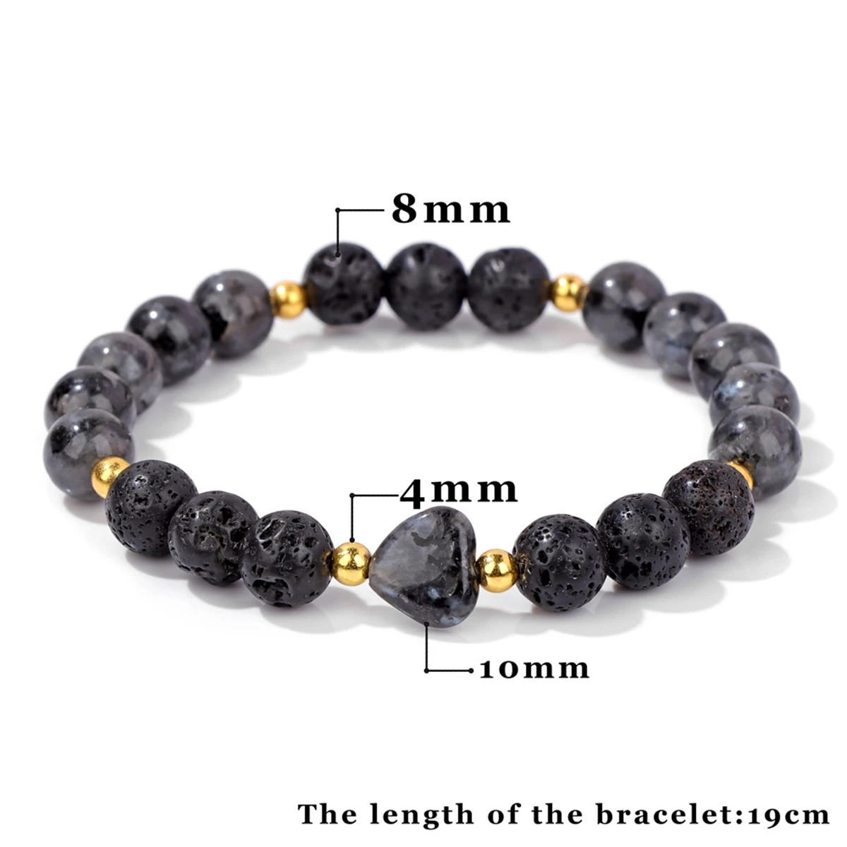 سوار خرز من الأحجار الكريمة مقاس 8 مم من Green Aventurine مع حلية قلب 10 مم، تمتد مرن روحي للنساء والرجال شقرا الشفاء #2