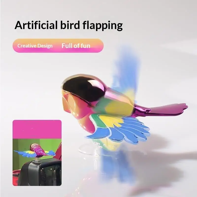【MO】Flying Bird Car Ornament Fun Flaps Wings Decor For Rearview Mirror Simulation Flying Bird Accessory For Motorcycle Car