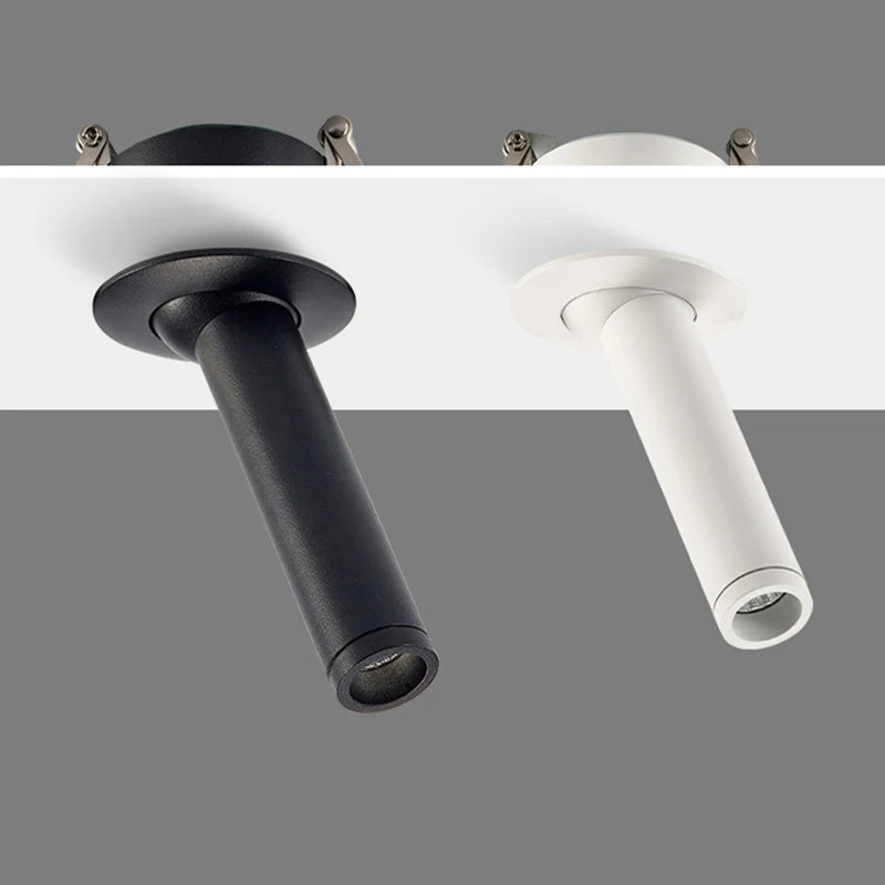 Dimmable Long Tube Ceiling Light Recessed LED Spotlight 7W 12W Rotating COB Downlight For Kitchen Bedroom TV Background Lighting