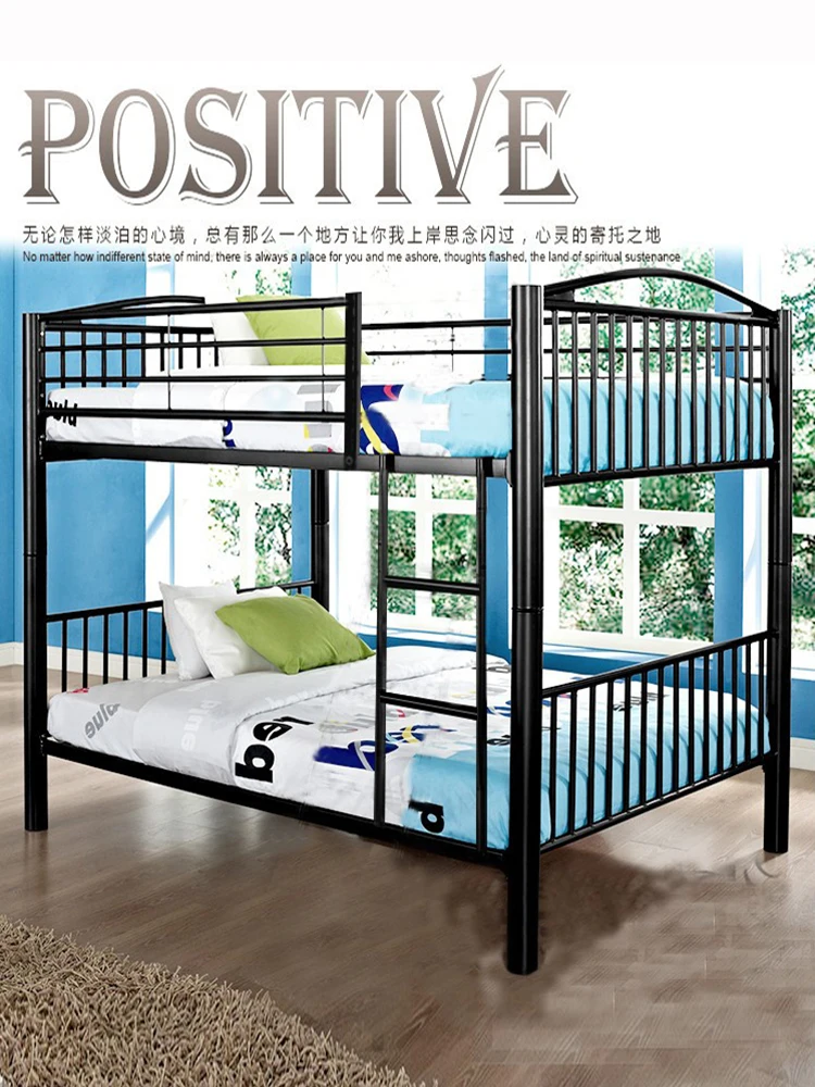 Split iron bed with top and bottom bunks of 1.5 meters wide