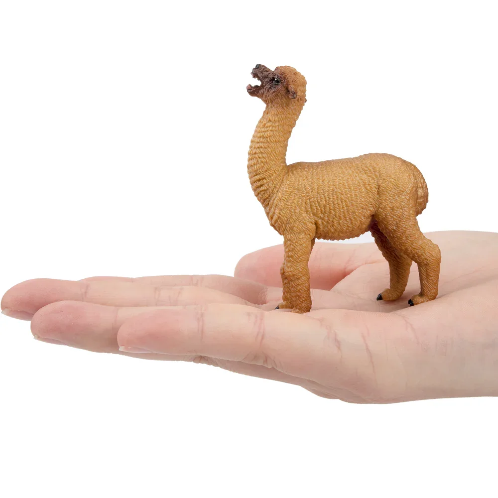 Toymany Simulation Brown Female Alpaca Wildlife Animal Model Toy Mini Figures Dolls Action Figurines Toys Children Gift