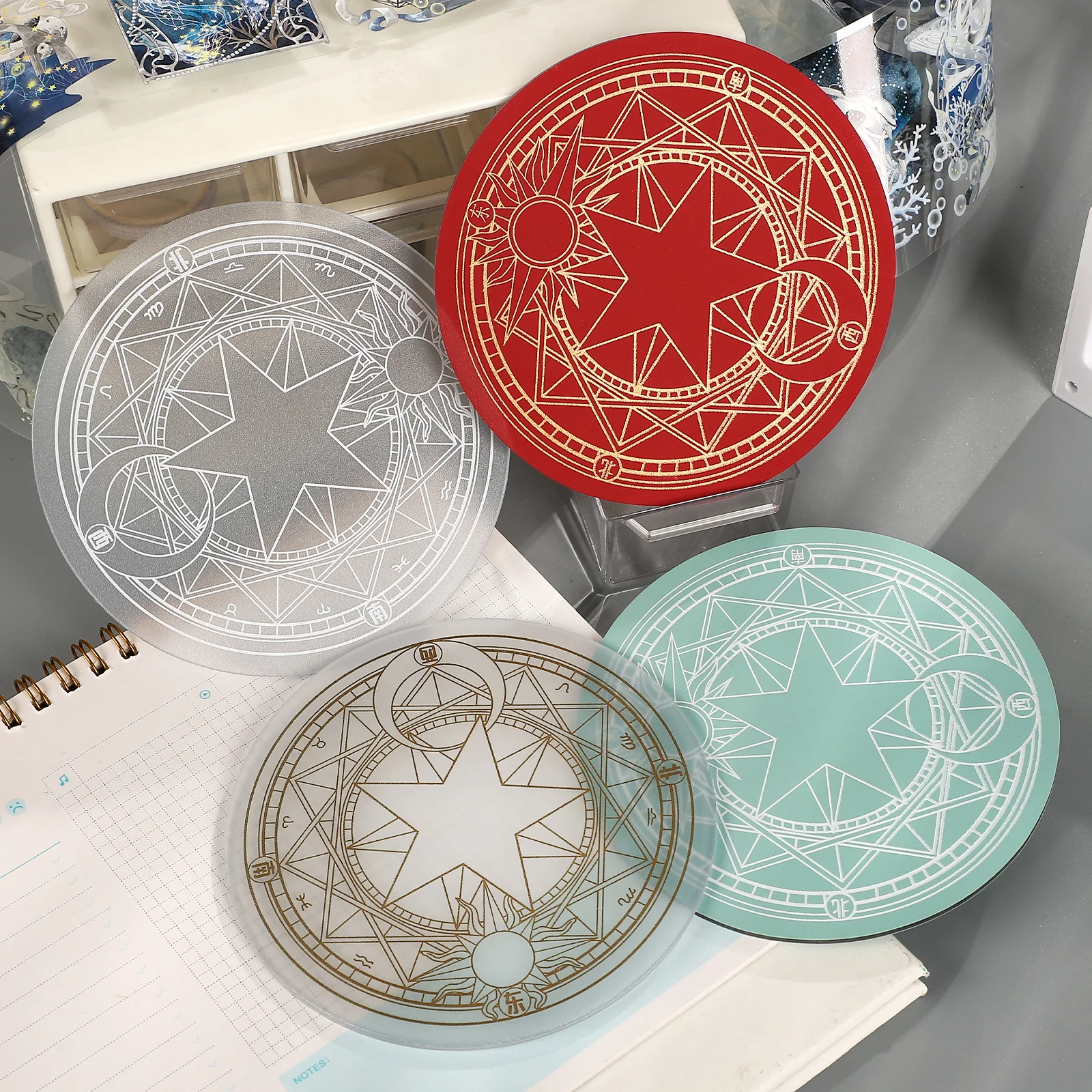 2pcs Circular Magic Circle Pattern Backing Plate Cutting Board Cutting Mats Creative DIY Journal Student Supplies Stationery
