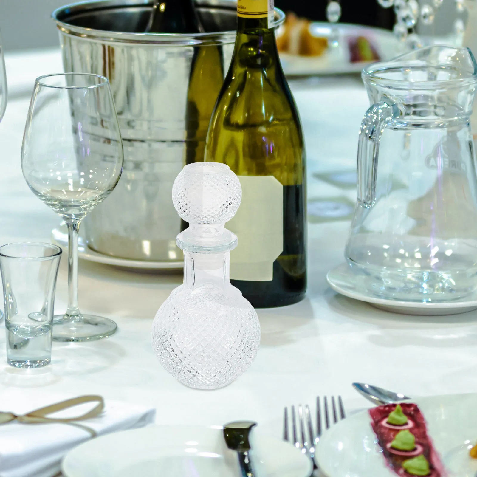 Decantador de whisky de 250 ml, dispensador de licor de vidrio para bar en casa, aireador de brandy, botella de almacenamiento de bebidas, dispensador de vino para bar