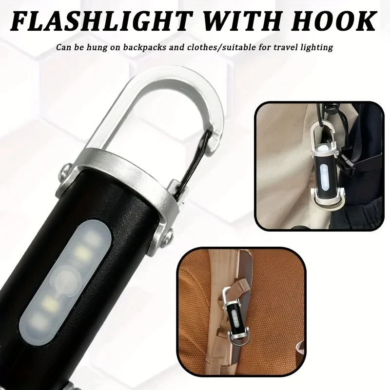 1-2PCS Rechargeable Keychain Flashlights Multifunction COB Work Light 6 Modes Emergency Keychain Light for Walking Searching