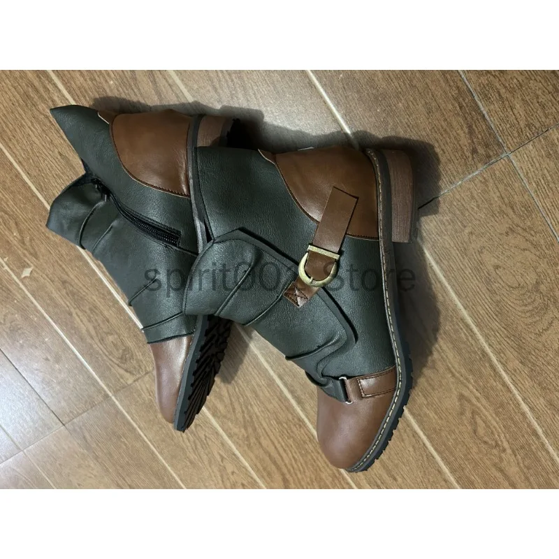 

Мужские средневековые рыцарские сапоги на высоком квадратном каблуке в стиле ретро, обувь для Хэллоуина, обувь для косплея для взрослых