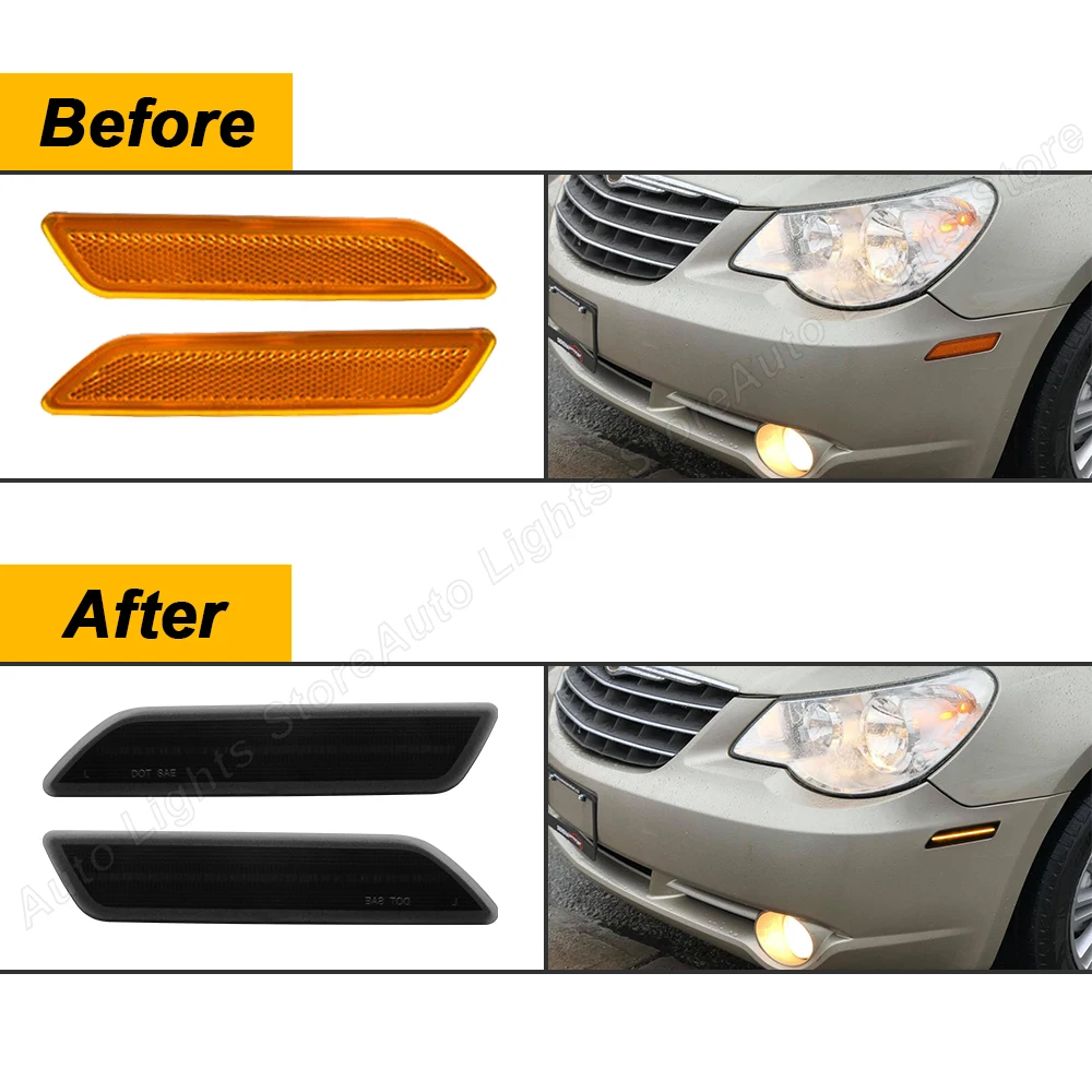 2PCS Front Bumper LED Side Marker Lamp For Chrysler Sebring Sedan 2007-2010 Convertible 2008-2010