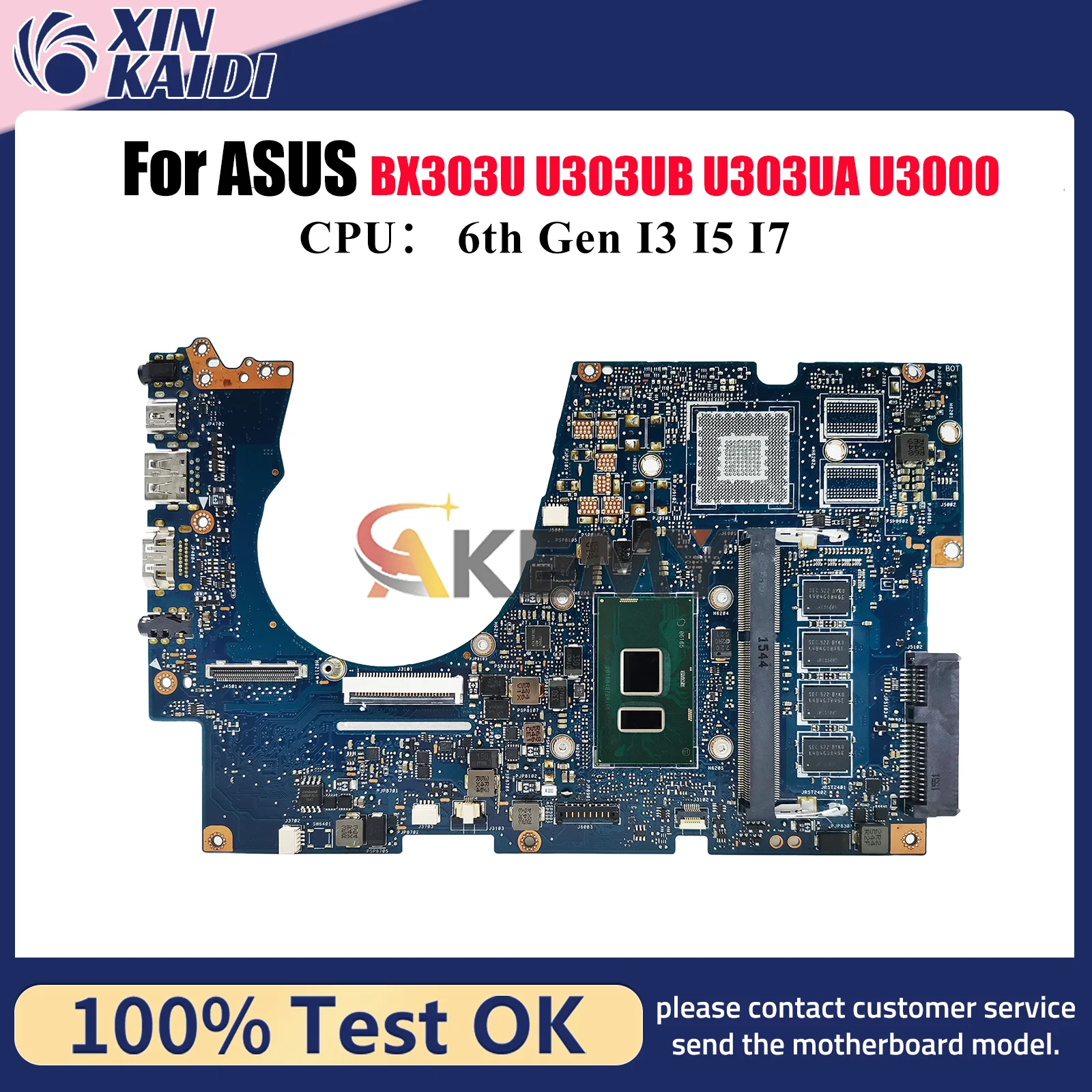 

Материнская плата UX303UA для ноутбука ASUS ZenBook UX303UA U303UB UX303U U3000 BX303U UX303UB U303UA, материнская плата с процессором I3 I5 I7, тест ОК