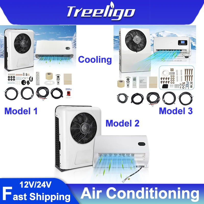 

1Set 10500BTU 12V/24V Truck & RV Air Conditioner Low Noise Electric Parking AC for Bus Caravan Camper Van - Split Cooling System