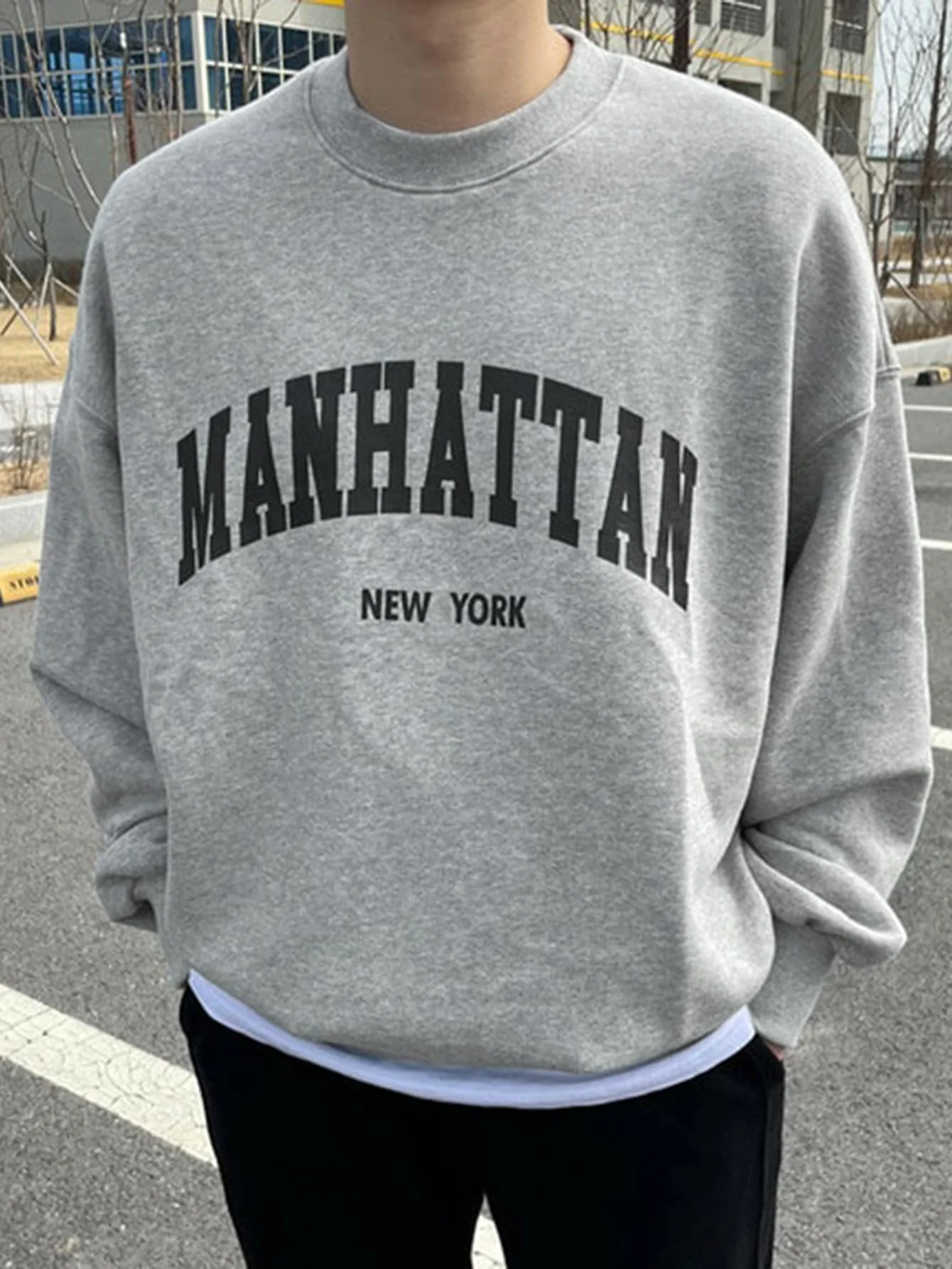 Manhattan New York Art Word Design Male Clothing Casual Autumn Winter Sweatshirts Cotton Street Hoody Crewneck Man Pullover