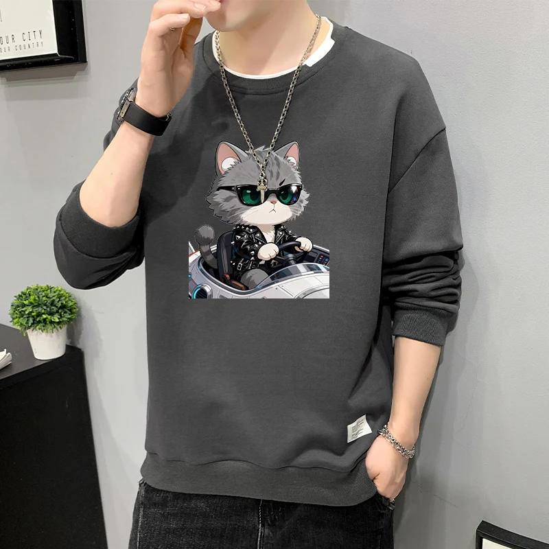 

Мужская толстовка-худи Sli Men's: утепленная, свободного кроя, с круглым вырезом, теплый базовый слой для осени и зимы, повседневная одежда