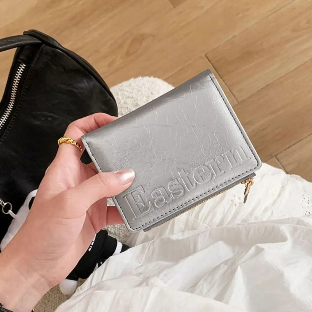 بسيطة الكورية نمط Bifold محفظة قصيرة رقيقة جدا محفظة بولي Leather حامل بطاقة جلدية متعددة فتحة قصيرة مخلب للطي حافظة للبطاقات السفر #3